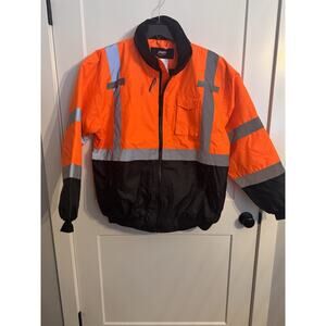 PIP Men’s ANSI Class 3 Reflective High Visibility Bomber Jacket With Hood SZ XL